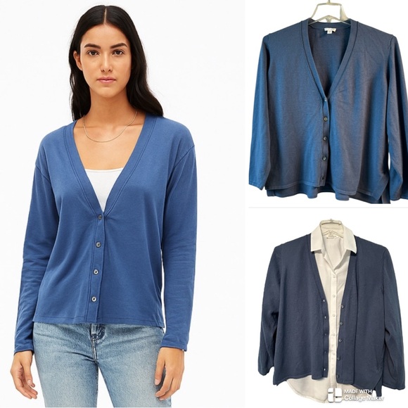 J. Jill silk wool and cotton blend Blue Cardigan Sweater - Picture 1 of 9